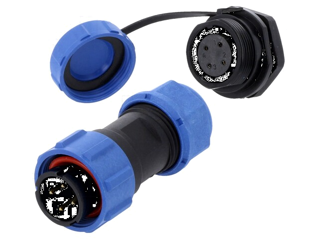 Connector: rond; mannelijk + vrouwelijk; PIN: 4; 3A; IP67; 500V Connector: rond; mannelijk + vrouwelijk; PIN: 4; 3A; IP67; 500V